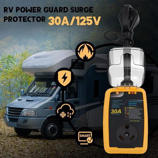 Alt view image 7 of 7 - rv Surge Protector 30 Amp Smart RV Surge Protector with Waterproof Cover All-in-1 Circuit Analyzer Power Guard for RV, Camper, Trailer, Truck, Motorboat, Yacht, Mobilhome