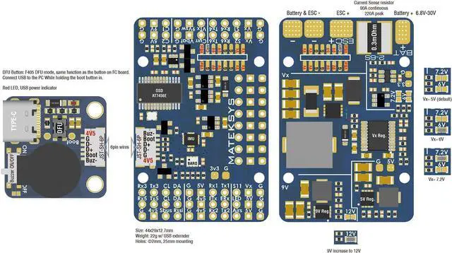 Alt view image 5 of 7 - Matek F405 WTE Flight Controller STM32F405RGT6 Built in OSD SD Slot DPS310 for RC FPV Racing Drone