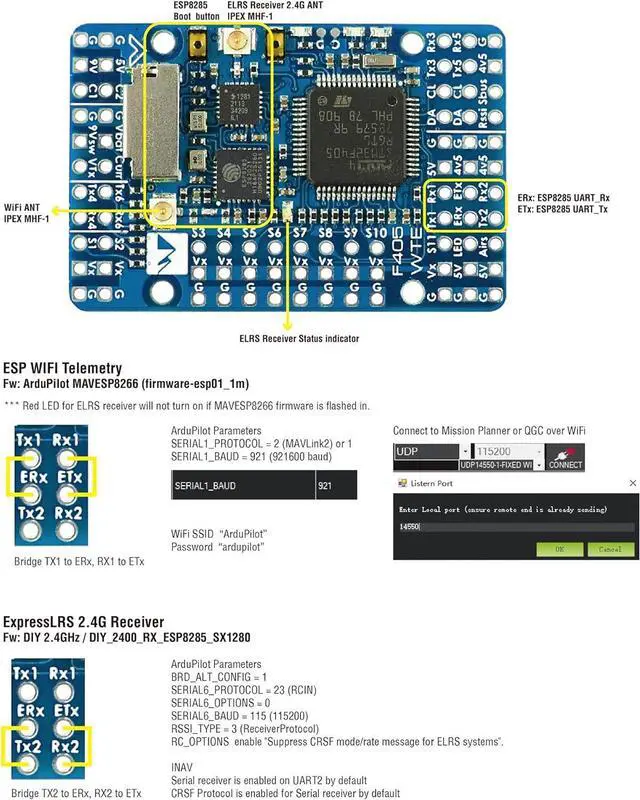Alt view image 7 of 7 - Matek F405 WTE Flight Controller STM32F405RGT6 Built in OSD SD Slot DPS310 for RC FPV Racing Drone