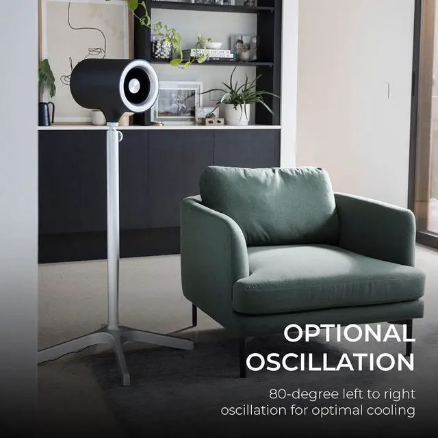Alt view image 6 of 7 - 49.4 Inch Indoor/Outdoor Pedestal Fan, 6 Speed Settings, Targeted Airflow Control, Oscillating Fan, Remote Control Included, Perfect Cooling Fan for Bedroom, Living Room, Home Office, Black