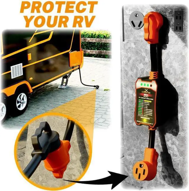 Alt view image 5 of 6 - RV Surge Protector 50 Amp - RV Circuit Analyzer with Integrated Surge Protection - Smart 50 Amp Surge Voltage Defender with Grip Handles