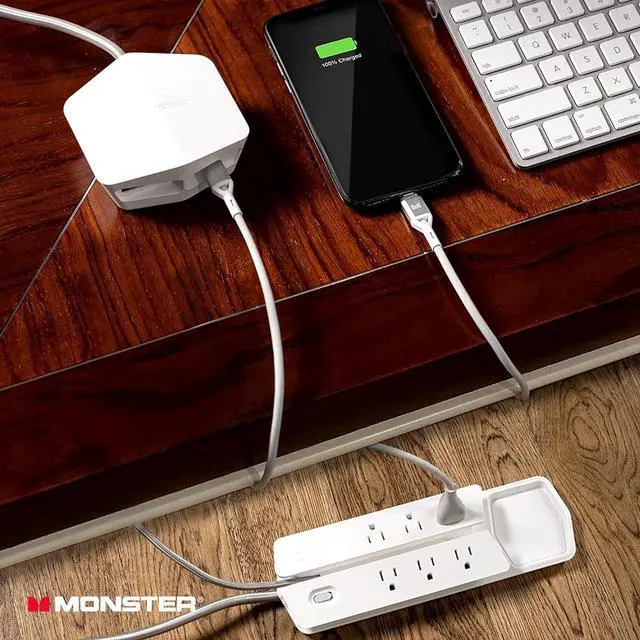 Alt view image 7 of 7 - Power Center Vertex Surge Protector With Detachable Power Strip - 6 AC Outlets, 2 USB-A Ports & 1 USB-C Port