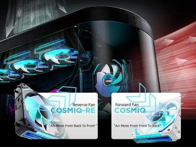 Alt view image 7 of 7 - COSMIQ 120mm PC RGB Fans Computer Case Fans, 5V 3-PIN Connector Daisy Chain PWM Cooling with Controller for Cases CPU Liquid Coolers (Black COSMIQ Forward, Black-3)