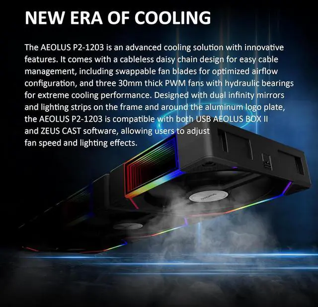 Alt view image 2 of 7 - AEOLUS P2-1203 120mm ARGB PWM Fan (3 Pack, no Hub), Include Reverse Fan Blade x3 & Controller, ARGB Sync, Easy Installation & Cabless Daisy-Chain Design, Silent Operation, Up to 2400RPM, Black