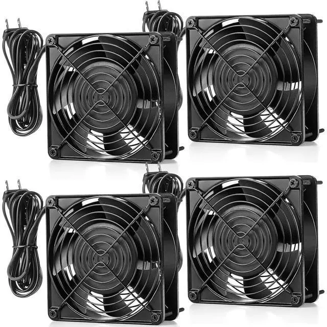 Main image of 4 Pack 120V AC Fans Muffin Fan Waterproof18W 2850RPM 90CFM Life 50000 Hours Small Cooling Ventilation Exhaust Projects (120mm)