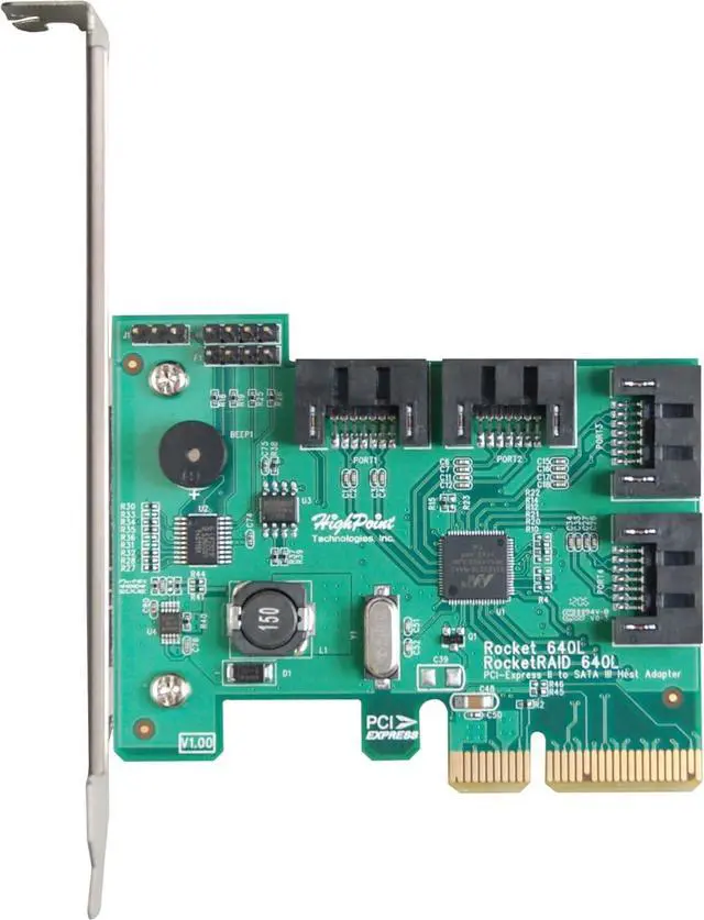 Alt view image 2 of 7 - RocketRAID 640L Internal 4 SATA Port PCI-Express 2.0 x4 SATA 6Gb/s RAID Controller -Lite Version