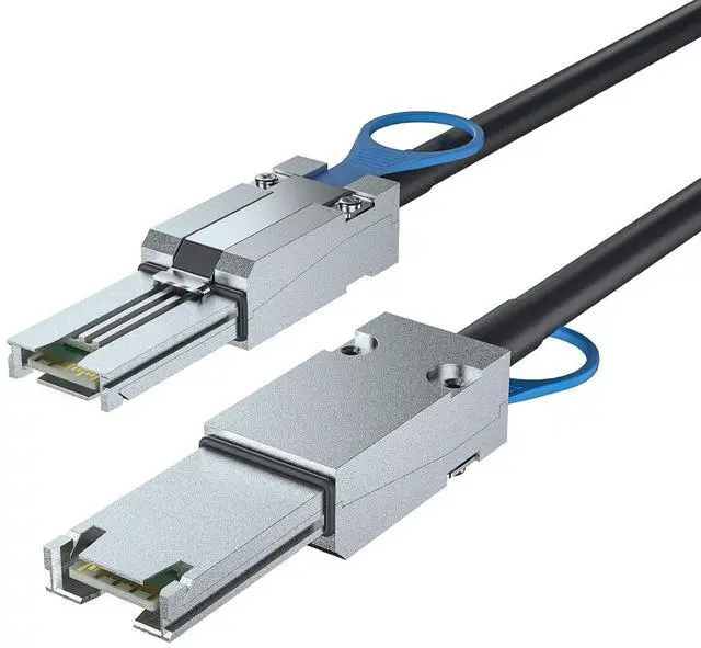 Main image of SFF-8088 to SFF-8088 External Mini SAS HD Cable, 3G/6Gbps SAS2.0 26Pin Hybrid Cable Attached SCSI for Raid, DAS, and Servers, 100-Ohm, 5-m(16.4ft)