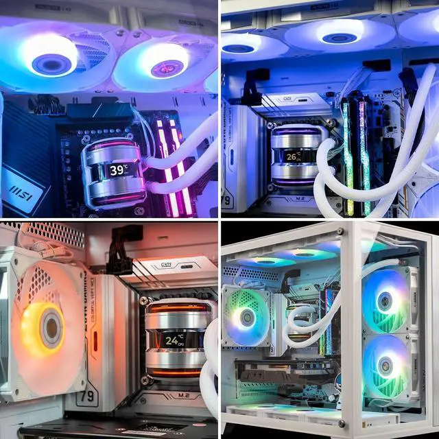 Alt view image 5 of 7 - Infinity i360 Water Cooling System - 360mm Radiator, Dual LED Pumps, Temperature Display, 3x120mm ARGB & PWM Fans, Low Noise Operation - Compatible with Intel LGA 1700/1200 / AMD AM5/AM4-White