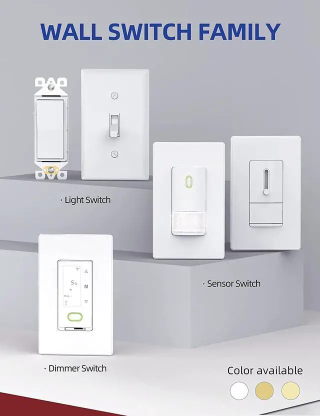 Alt view image 7 of 7 - Single Pole Rocker Decora Light Switch, 15 Amp Self-grounding Electrical Light Switches, Residential Grade, UL Listed (50, Glossy White, Without Wall Plate)
