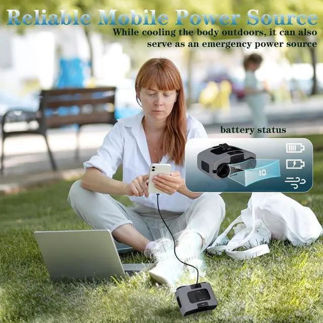 Alt view image 5 of 6 - 2024 Dual Motors Personal Fans Rechargeable Portable Waist Fan Neck Hanging Fan Super Powerfull Wind Cooling and Heatstroke Prevention Fan (20000mAh)