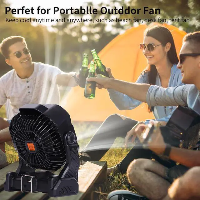 Alt view image 6 of 7 - 20000mAh Camping Fan with LED Lantern USB TpyeC Rechargeable Battery Operated Fan Outdoor Fans with Light & Hook,4 Speeds Personal USB Desk for Camping Black X26A