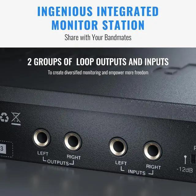 Alt view image 4 of 6 - UHF Mono Dual Wireless in-Ear Monitor System, Metal Wireless IEM System, Sturdy Bodypack Receiver, 2x50 Frequencies, Separate Outputs,164ft Operation, Suitable for Band and Studio (PTM-22)