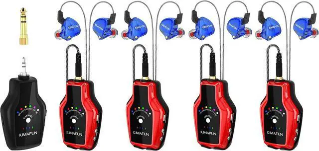 Main image of Wireless in Ear Monitor System Set, Professional Wireless IEM System Headphone for Band Rehearsal (1TX+4RX)