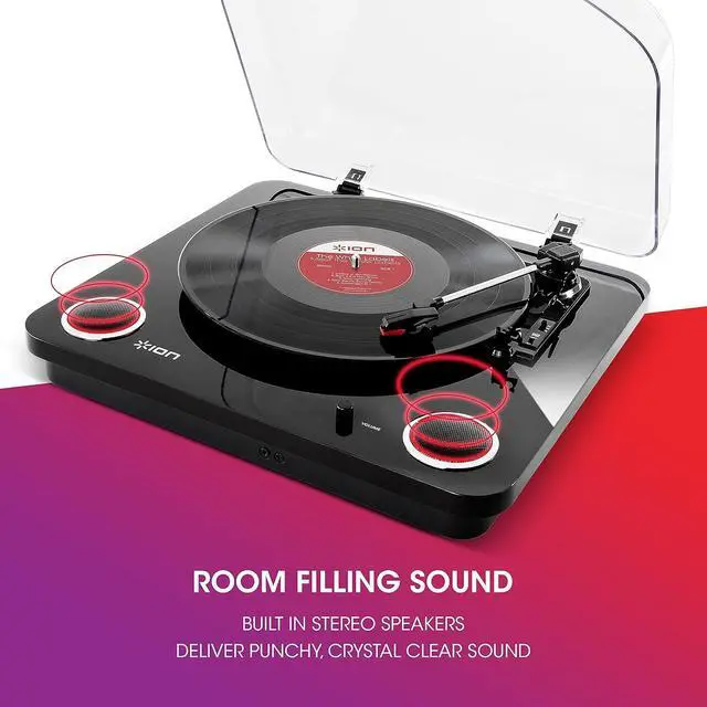 Alt view image 4 of 7 - Audio Max LP Black |Three Speed Vinyl Conversion Turntable with Stereo Speakers, USB Output to Convert Vinyl Records to Digital Files and Standard RCA & Headphone Outputs