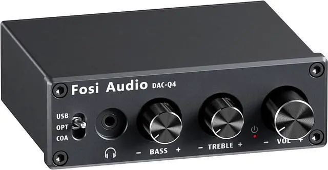 Main image of Q4 DAC Headphone Amp for PC, Desktop Digital to Analog Audio Converter for Home Stereo Amplifier and Powered Speakers, PC-USB/Optical/Coaxial Inputs, 3.5mm Headphone/RCA Outputs