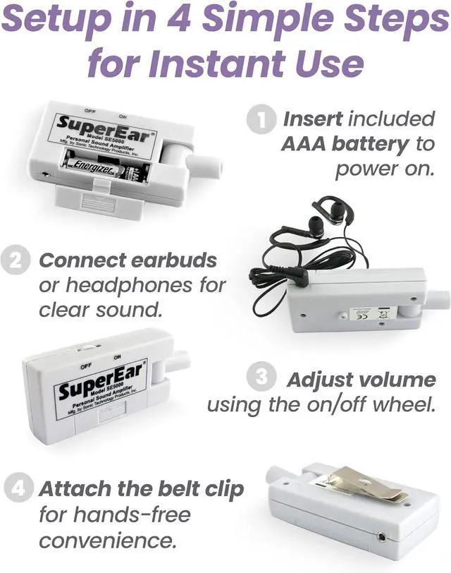 Alt view image 7 of 7 - Model SE5000 (PSAP) for Seniors - Hearing Amplifiers for Seniors, Super Ear Personal Sound Amplifier, Sound Amplifier Listening Device and Audio Accessories in 50dB Ambient Sounds Increase