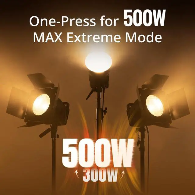 Alt view image 3 of 7 - MOLUS G300 [Official], 300W COB Bi-Color LED Video Light, Bowens Mount, 500W MAX Extreme Mode, App Control, Ultra Quiet, 2700K-6500K, CRI 95+ TLCI 97+ 15500Lux/1M,14 Lighting Effects