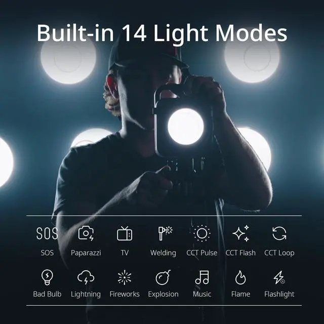 Alt view image 5 of 7 - MOLUS G300 [Official], 300W COB Bi-Color LED Video Light, Bowens Mount, 500W MAX Extreme Mode, App Control, Ultra Quiet, 2700K-6500K, CRI 95+ TLCI 97+ 15500Lux/1M,14 Lighting Effects