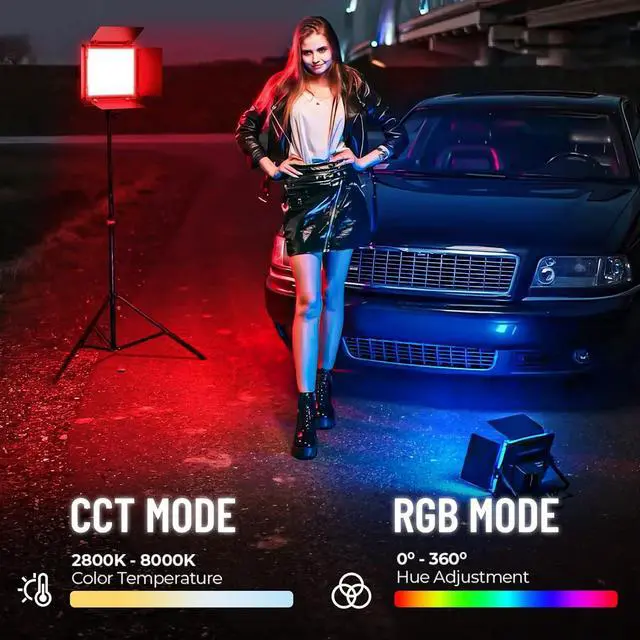 Alt view image 2 of 7 - SPL210C RGB LED Video Light with APP Control, 360 Full Color RGB Panel, 2800K-8000K, CRI/TLCI 97+, 10 Scenes, Professional Photography Studio Lighting for YouTube/Stream/Photo/Video