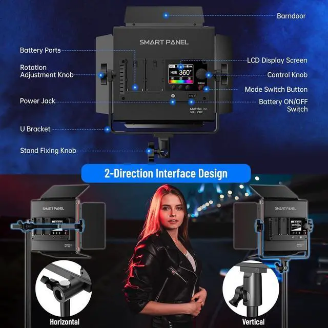 Alt view image 6 of 7 - SPL210C RGB LED Video Light with APP Control, 360 Full Color RGB Panel, 2800K-8000K, CRI/TLCI 97+, 10 Scenes, Professional Photography Studio Lighting for YouTube/Stream/Photo/Video