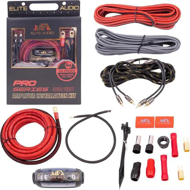 Main image of EA-PROK4 Pro Amplifier Wiring Kit - 4000W Max Power, Oxygen Free Copper Cables, Brass ANL Fuse Holder, 4 Gauge