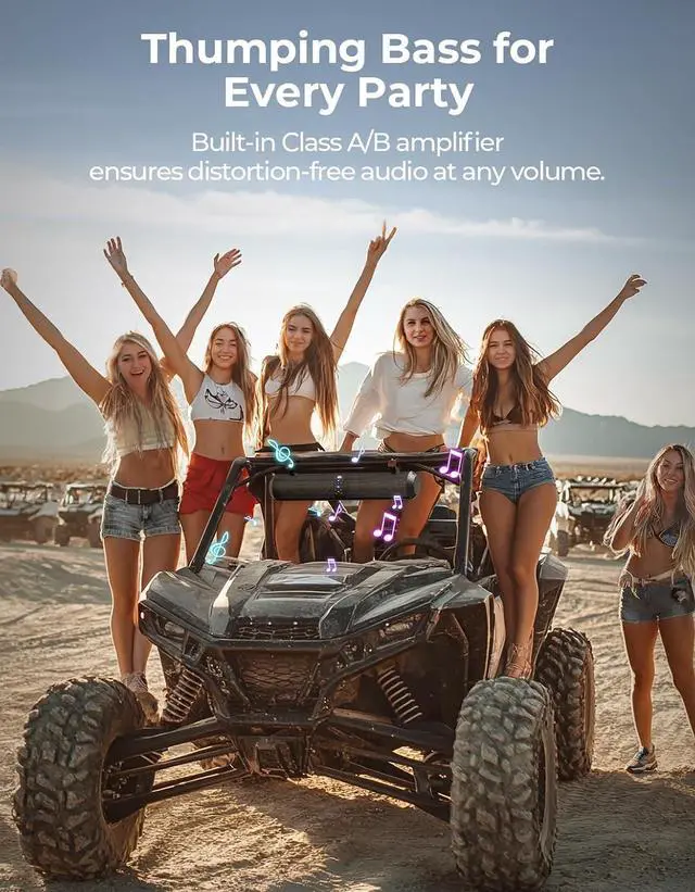Alt view image 2 of 7 - UTV Sound Bar 28 Inch ATV Soundbar 4X Subwoofers 2X Tweeters Bluetooth Golf Cart Sound Bar Compatible with Polaris RZR Can-Am Defender X3 CFMOTO ZFORCE, for 1.56"- 2.25" Roll Cage