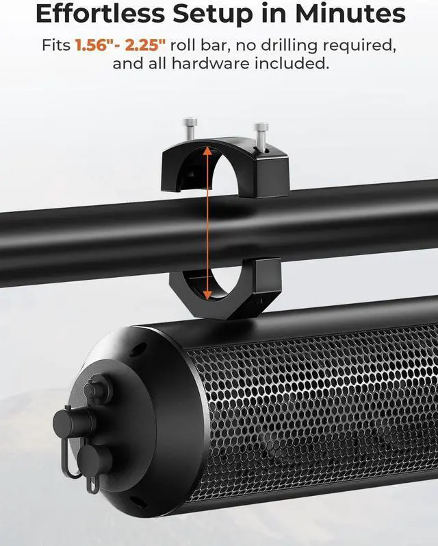 Alt view image 5 of 7 - UTV Sound Bar 28 Inch ATV Soundbar 4X Subwoofers 2X Tweeters Bluetooth Golf Cart Sound Bar Compatible with Polaris RZR Can-Am Defender X3 CFMOTO ZFORCE, for 1.56"- 2.25" Roll Cage