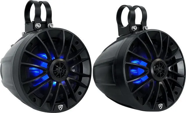 Alt view image 2 of 7 - PT65BR 6.5" 300W peak/100W RMS Powered Bluetooth True Coaxial Tower Speakers, Class-D Amp, IPX6, RGB LED Lights w/Remote, Aux/RCA, for ATV/UTV/RZR/Cart