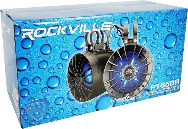 Alt view image 4 of 7 - PT65BR 6.5" 300W peak/100W RMS Powered Bluetooth True Coaxial Tower Speakers, Class-D Amp, IPX6, RGB LED Lights w/Remote, Aux/RCA, for ATV/UTV/RZR/Cart
