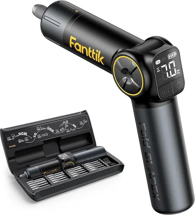 Main image of S1 APEX Electric Screwdriver, Pivot Handle Screwdriver, Max 7N.m High Torque, 2 Speed Options, 1/4''Hex, Screen Interaction, Tech Tool for DIY Enthusiasts-Deluxe Edition
