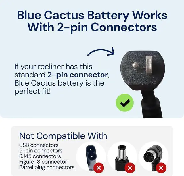 Alt view image 3 of 7 - Two Universal Battery Packs for Reclining Furniture with LCD Display - Wireless 2500mAh Rechargeable Battery Packs with One Charger and Power Cord Combo