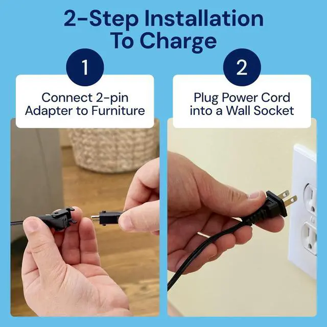 Alt view image 6 of 7 - Two Universal Battery Packs for Reclining Furniture with LCD Display - Wireless 2500mAh Rechargeable Battery Packs with One Charger and Power Cord Combo
