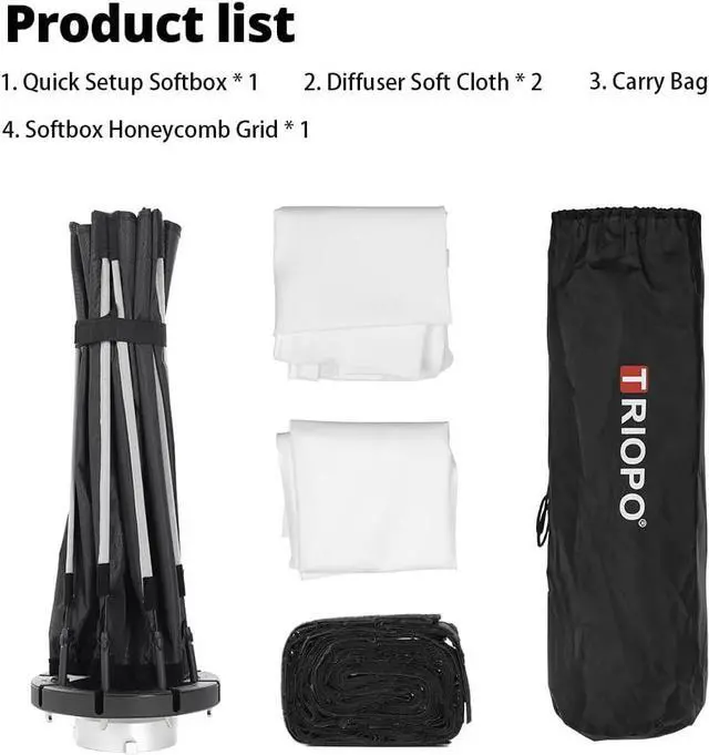 Alt view image 6 of 6 - 47.2inch / 120 cm Portable Octagon Umbrella Softbox, Quick Installation Softbox with Honeycomb Grid for Studio Strobe Outdoor Photography, Bowens Mount Compatible