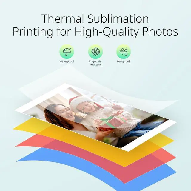 Alt view image 4 of 7 - Photo Printer, Picture Printer with 54 Sheets (4"x6") & 1 Cartridges, Support AR Video Printing, Wi-Fi Connection, Portable Photo Printer for iPhone/Android/Laptop