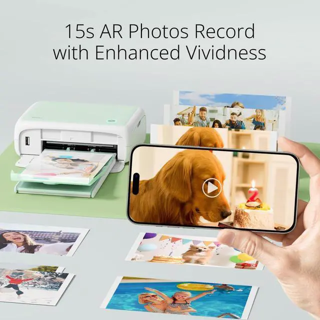 Alt view image 5 of 7 - Photo Printer, Picture Printer with 54 Sheets (4"x6") & 1 Cartridges, Support AR Video Printing, Wi-Fi Connection, Portable Photo Printer for iPhone/Android/Laptop