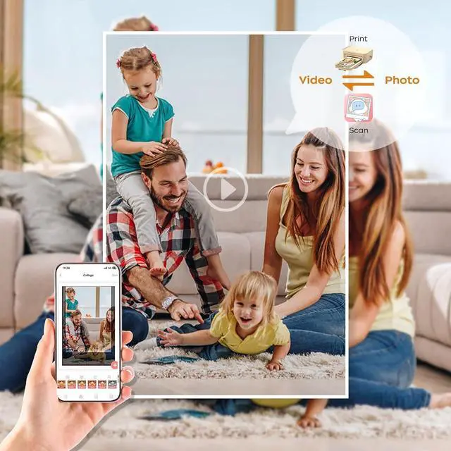 Alt view image 5 of 7 - 4x6 Photo Printer with 108 Sheets & 2 Color Ribbons - Dye Sublimation Wireless Portable Photo Printer for iPhone & Android Smartphones, Home & Travel Picture Printing, Ideal Gift, White