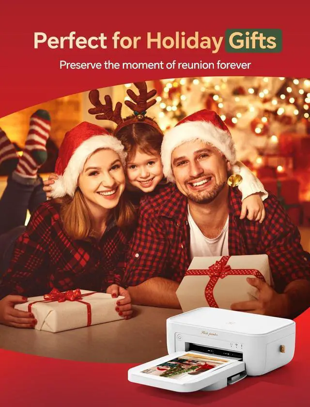 Alt view image 2 of 6 - Photo Printer 4x6,+108Sheets&2ribbon,Instant Picture Printer for iPhone, Android, Smartphone,Portable Photo Printers for Home Use,Thermal Dye-Sublimation, AR Video PrintingWhite