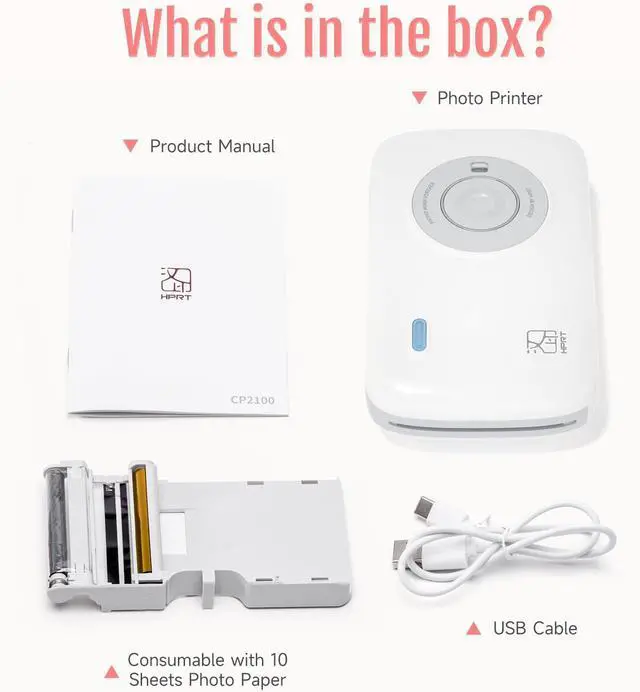 Alt view image 2 of 5 - CP2100 Portable Photo Printer for iPhone, Wireless Picture Printer for Smartphone, 2x3 Mobile Photo Mini Color Printer, Instant Thermal Dye Sublimation Tech, Bluetooth (White-Grey)