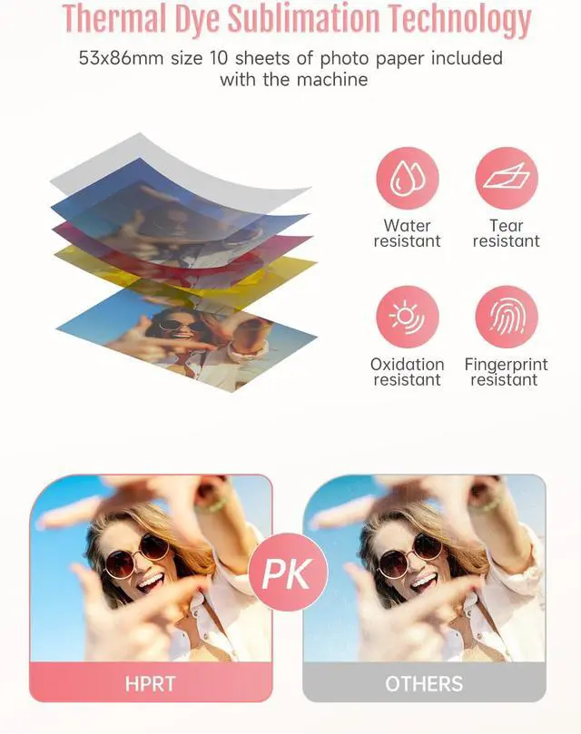 Alt view image 4 of 5 - CP2100 Portable Photo Printer for iPhone, Wireless Picture Printer for Smartphone, 2x3 Mobile Photo Mini Color Printer, Instant Thermal Dye Sublimation Tech, Bluetooth (White-Grey)