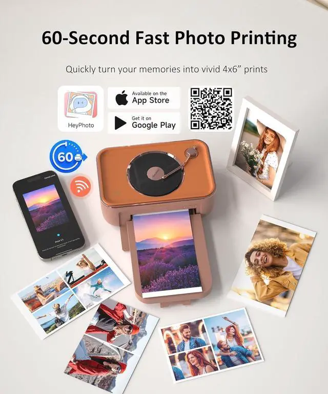 Alt view image 4 of 7 - CP6000 Photo Printer 4x6'', Full Color Picture Printer, Wi-Fi Wireless Instant Photo Printers for Home Use (20 Papers & 1 Ribbon) for iOS Android, Thermal Dye Sublimation, AR Video, Fun App, Pink