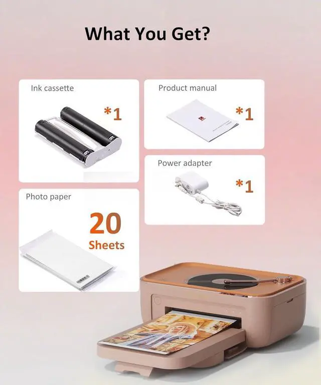 Alt view image 7 of 7 - CP6000 Photo Printer 4x6'', Full Color Picture Printer, Wi-Fi Wireless Instant Photo Printers for Home Use (20 Papers & 1 Ribbon) for iOS Android, Thermal Dye Sublimation, AR Video, Fun App, Pink