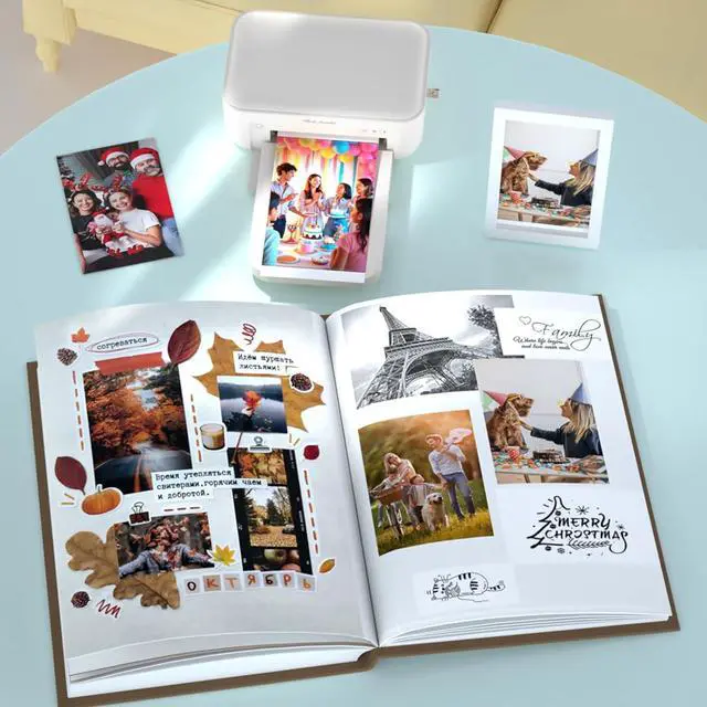 Alt view image 6 of 7 - 4x6 Photo Printer with 108 Sheets & 2 Color Ribbons - Dye Sublimation Wireless Portable Photo Printer for iPhone & Android Smartphones, Home & Travel Picture Printing, Ideal Gift, White