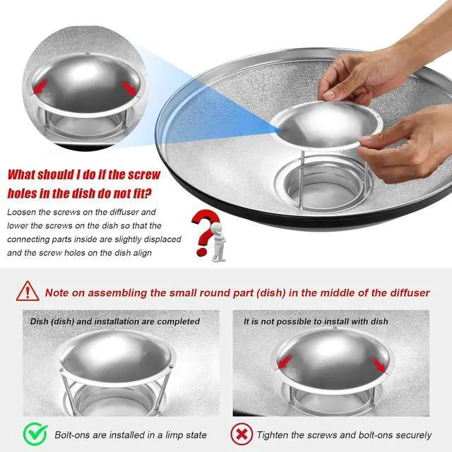 Alt view image 2 of 7 - 12inch/30cm Standard Reflector Beauty Dish with Honeycomb Grid, Diffuser Sock and Bag,for Bowens Mount Studio Strobe Flash Light Like Neewer VC-400HS VE-300 Godox AD200 AD180 AD360 (White)