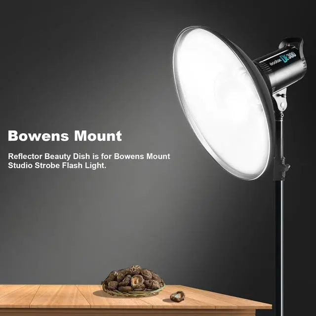 Alt view image 4 of 7 - 12inch/30cm Standard Reflector Beauty Dish with Honeycomb Grid, Diffuser Sock and Bag,for Bowens Mount Studio Strobe Flash Light Like Neewer VC-400HS VE-300 Godox AD200 AD180 AD360 (White)