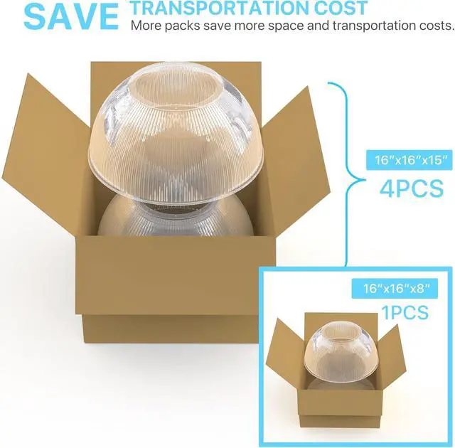 Alt view image 5 of 7 - 60 Degree PC Reflector ONLY for Hero Series LED High Bay Light 4-Pack (Milky Reflector with Cover)