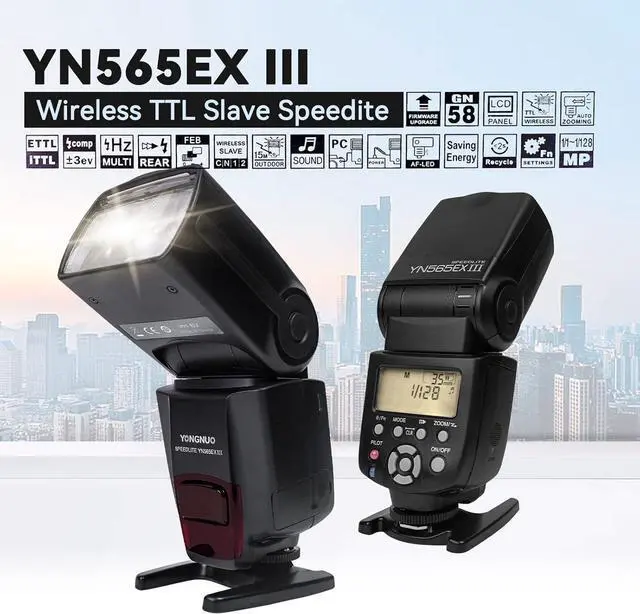Alt view image 3 of 7 - YN565EX III C Flash Speedlite, Hot Shoe Flash TTL HSS Slave, Compatible with 1500D 1300D 800D 750D 60D 50D