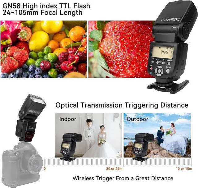 Alt view image 6 of 7 - YN565EX III C Flash Speedlite, Hot Shoe Flash TTL HSS Slave, Compatible with 1500D 1300D 800D 750D 60D 50D