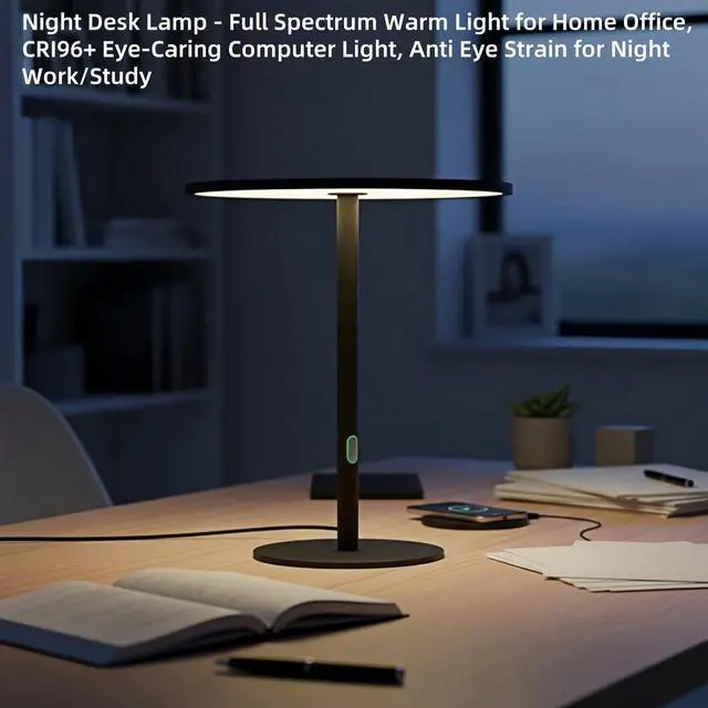 Alt view image 3 of 7 - Ultra-Thin Minimalist LED Desk Lamp - Modern Office & Bedroom Light - 150 LED CRI96+ Dimmable w/Memory - 10W Eye-Caring for Home, Living Room, Study (Black)