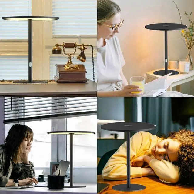 Alt view image 7 of 7 - Ultra-Thin Minimalist LED Desk Lamp - Modern Office & Bedroom Light - 150 LED CRI96+ Dimmable w/Memory - 10W Eye-Caring for Home, Living Room, Study (Black)