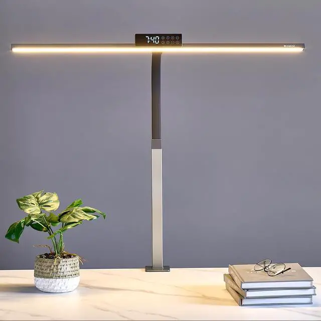 Main image of 3400 Lumen Architect Desk Lamp with Clock for Home Office, 31.5W x 27H, Ultra Bright Auto-Fill Brightness Desk Lamps with Timer, Gooseneck Touch LED Light for Work/Study/Read (Clamp)